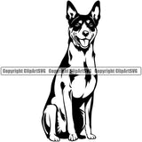 Australian Kelpie Sitting Dog Puppy Face And Head k9 Dog Animal Portrait Doggy Clipart SVG