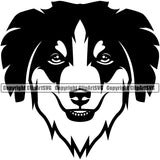 Australian Shepherd Face Dog Animal Doggy Face Cute Pup Pedigree Breed Clipart SVG