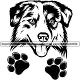 Australian Shepherd Peeking Color Animal Portrait Doggy Face Cute Portrait Doggy Logo Vector Clipart SVG