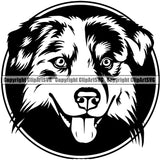 Australian Shepherd Dog Quote Circle Puppy Pup Animal Portrait Doggy Cute Face Clipart SVG