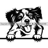 Peeking Australian Shepherd Dog Animal Portrait Doggy Face Cute Pup Head Clipart SVG