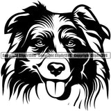 Australian Shepherd Dog Head Portrait Doggy Face Cute Pup Pedigree Breed Clipart SVG