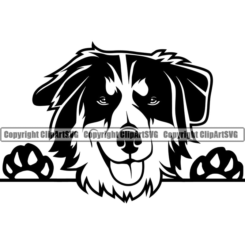 Australian Shepherd Dog Breed Clipart Peeking Dog Animal Portrait Doggy Face k9 SVG