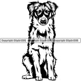 Australian Shepherd Sitting Dog Animal Portrait Doggy Face Cute Pup Pedigree Breed Clipart SVG