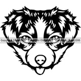 Australian Shepherd Breed Dog Head Doggy Face Cute Pup Pedigree Animal Clipart SVG