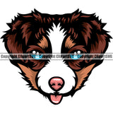 Australian Shepherd Dog Color Head Doggy Face Cute Pup Pedigree Breed Dog Animal Clipart SVG