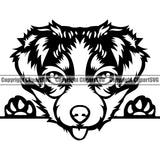 Peeking Animal Dog Portrait Doggy Face Cute Pup Pedigree Breed Australian Shepherd Clipart SVG