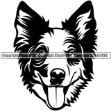 Australian Shepherd Cute Animal Dog Head Doggy Face Cute Pup Pedigree Breed Clipart SVG