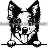 Australian Shepherd Dog Peeking Animal Doggy Face Cute Pup Pedigree Breed Clipart SVG