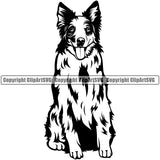 Australian Shepherd Dog Sitting Animal Doggy Face Cute Pup Pedigree Breed Clipart SVG