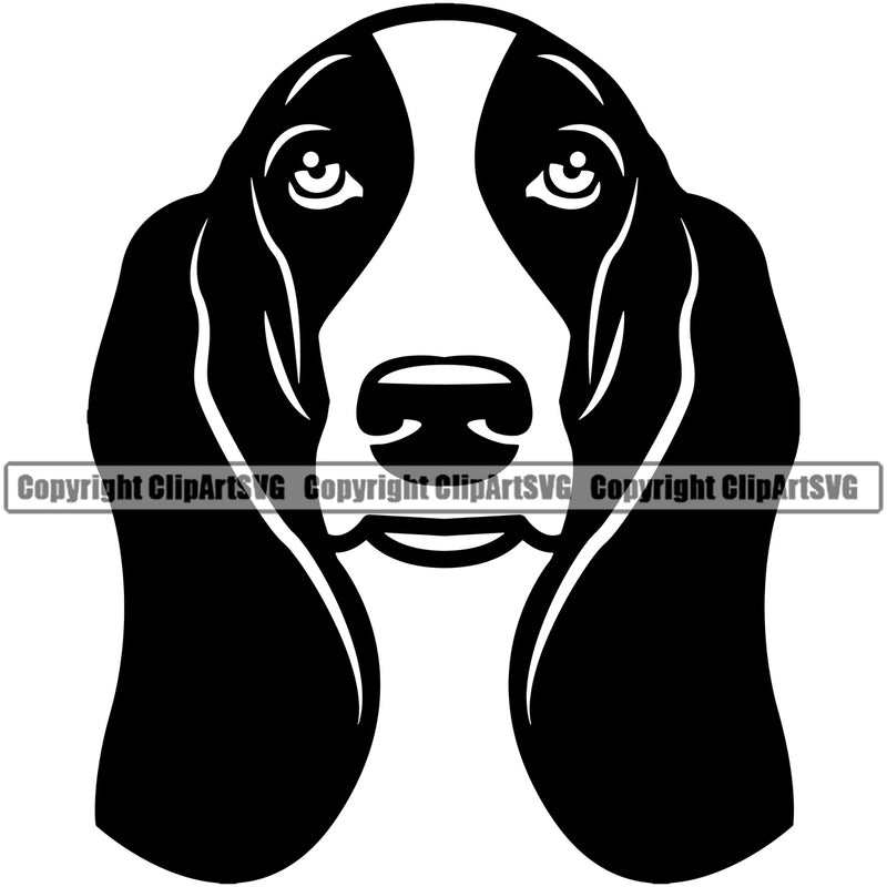 Basset Hound Dog Face Portrait Doggy Cute Pup Pedigree Breed Puppy Dog Animal Clipart SVG