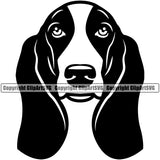 Basset Hound Dog Face Portrait Doggy Cute Pup Pedigree Breed Puppy Dog Animal Clipart SVG
