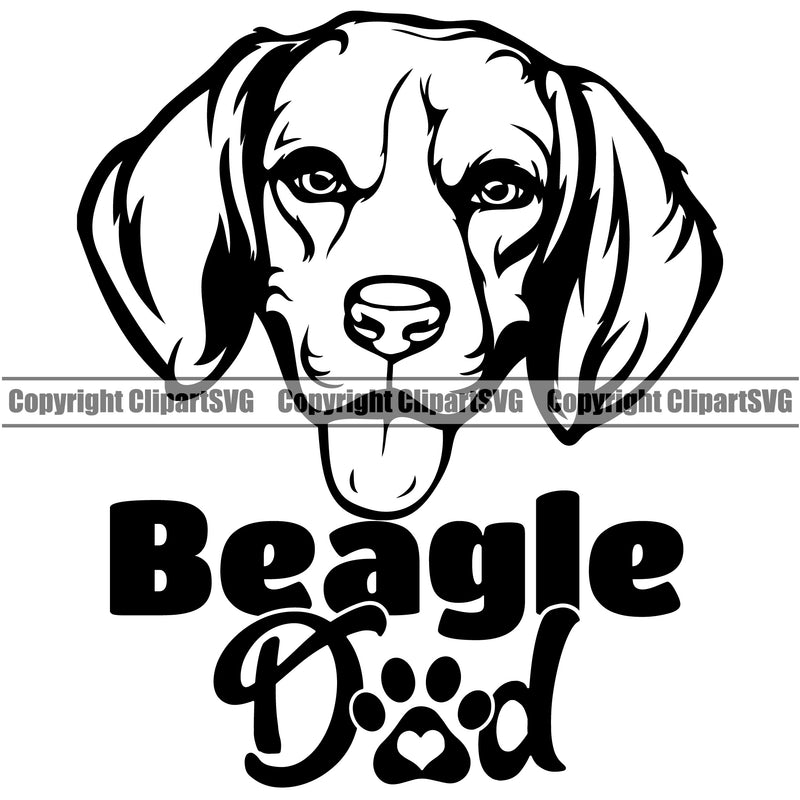 Dad Beagle Dog Animal Portrait Doggy Face Cute Pup Pedigree Puppy Breed Clipart SVG