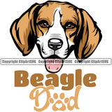 Dad Beagle Animal Dog Color Head Portrait Doggy Face Cute Pup Pedigree Breed Clipart SVG