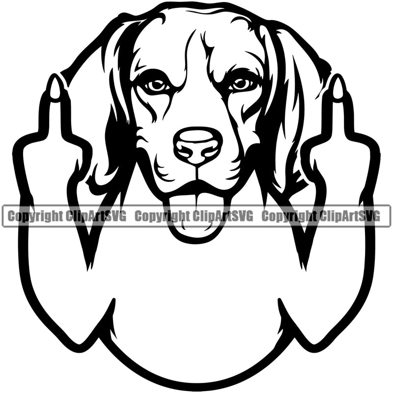 Middle Finger Beagle Dog Animal Puppy Portrait Doggy Face Cute Pup Pedigree Breed Canine Clipart SVG
