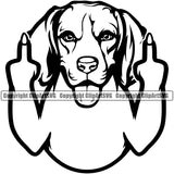 Middle Finger Beagle Dog Animal Puppy Portrait Doggy Face Cute Pup Pedigree Breed Canine Clipart SVG