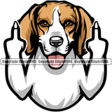 Color Beagle With Middle Finger Dog Animal Portrait Face Pedigree Breed Clipart SVG