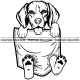 Beagle Dog Hanging From Shirt Pocket Animal Portrait Doggy Face Cute Canine Pedigree Breed Clipart SVG