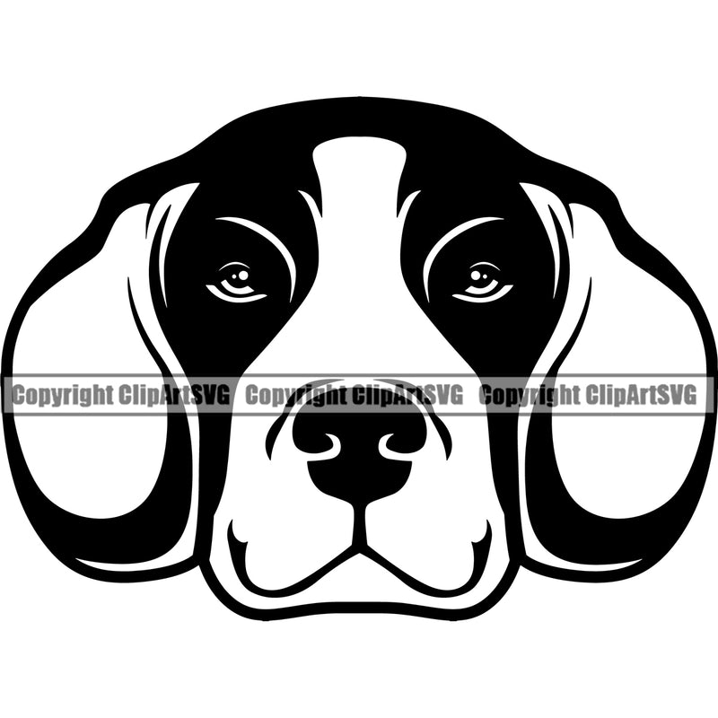 Beagle Dog Animal Head Portrait Doggy Face Cute Pup Pedigree Breed Canine K-9 Clipart SVG