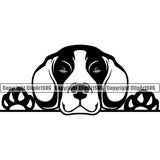 Beagle Peeking Canine K-9 Dog Animal Portrait Doggy Face Cute Pup Pedigree Breed Clipart SVG