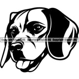 Animal Beagle Portrait Dog Doggy Face Cute Pup Pedigree Breed Puppy Vector Clipart SVG