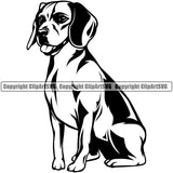 Sitting Animal Beagle Dog Portrait Face Pup Pedigree Breed Doggy Cute Clipart SVG