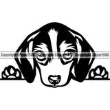 Peeking Beagle Cute Face Animal Dog Pedigree Head Puppy Purebred Breed Clipart SVG