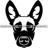 Belgian Malinois Dog Animal Pedigree Head Doggy Purebred Breed Puppy Clipart SVG