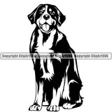 Bernese Mountain Sitting Dog Animal Pup Pedigree Head Doggy Purebred Breed K9 Clipart SVG