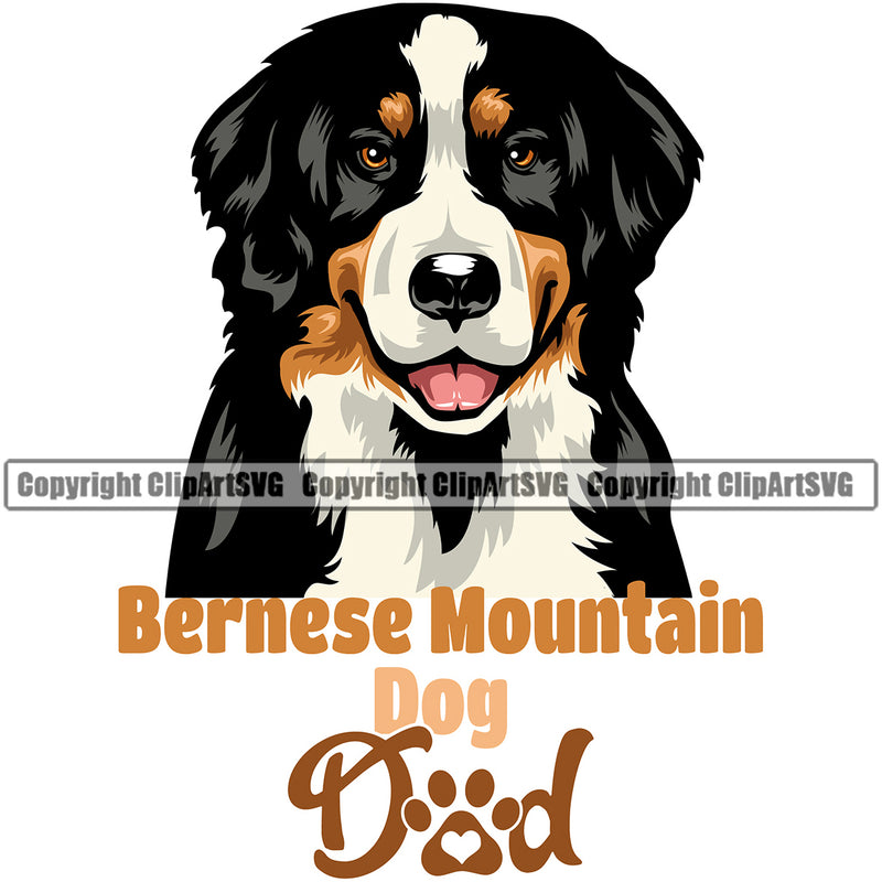 Bernese Mountain Dad Color Dog Pup Pedigree Head Doggy Purebred Breed Clipart SVG