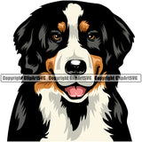 Bernese Mountain Color Head Dog Animal Pup Pedigree Head Doggy Purebred Clipart SVG