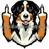 Middle Finger Bernese Mountain Color Dog Animal Pup Pedigree Head Doggy Purebred Clipart SVG