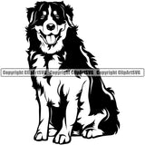 Sitting Canine Dog Animal Pup Pedigree Head Doggy Purebred Bernese Mountain Clipart SVG