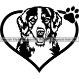 Quote Heart Bernese Mountain Animal Portrait Face Cute  Bearded Collie Doggy Clipart SVG