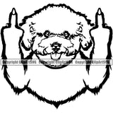 Middle Finger Bichon Frise Pup Pedigree Head Doggy Purebred Breed Cute Dog Clipart SVG
