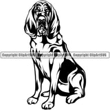 Bloodhound Dog Sitting Animal Face Head Pedigree Head Doggy Purebred Breed Clipart SVG