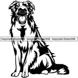 Sitting Border Collie Breed Dog Animal Pup Pedigree Head Doggy Purebred Canine K-9 Clipart SVG