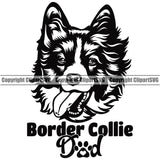 Border Collie Dad Dog Animal Pup Pedigree Head Doggy Purebred Breed K9 Clipart SVG