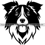 Border Collie Dog Head Cute Face Dog Animal Pedigree Doggy Purebred Breed K9 Clipart SVG