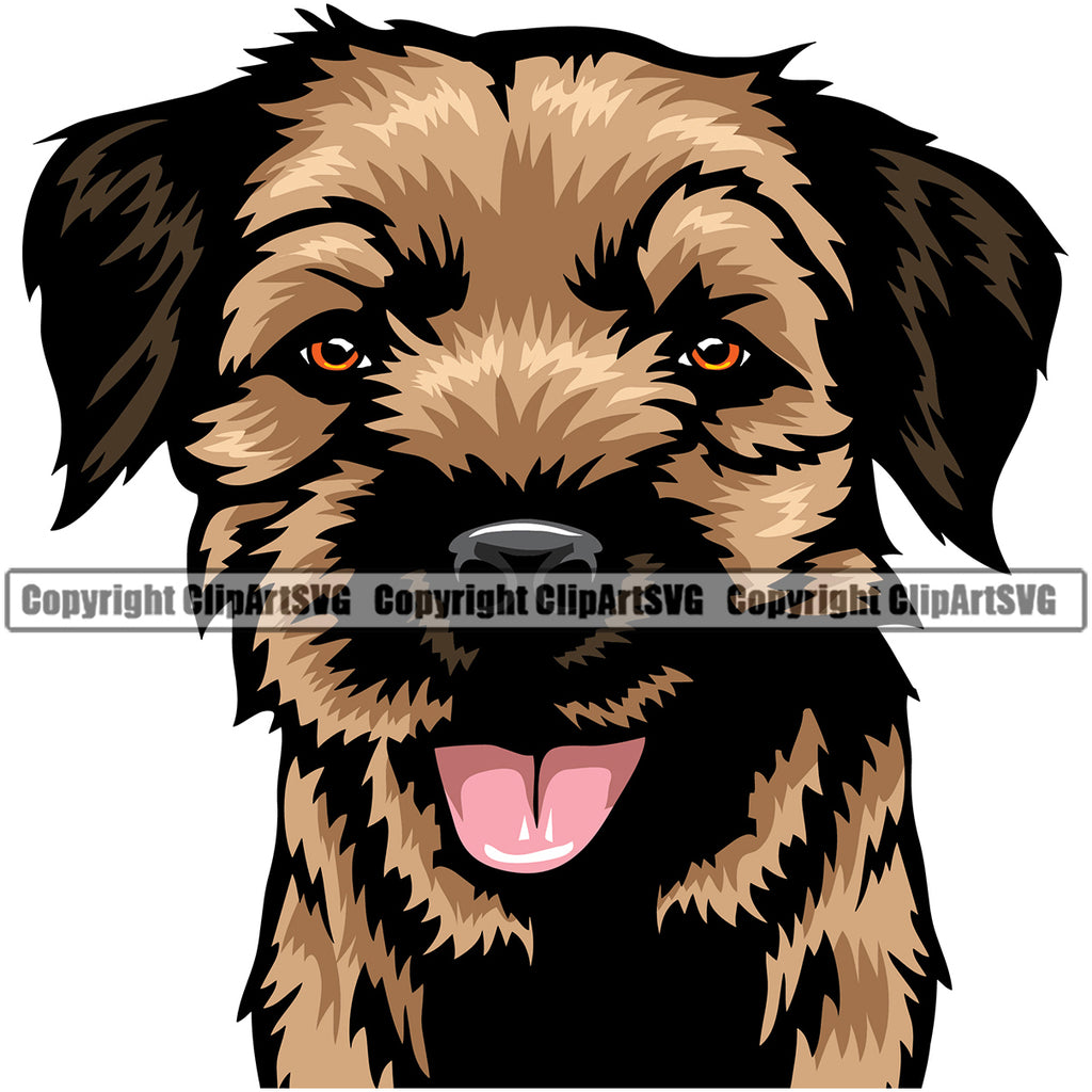 Border Terrier Head Color Dog Animal Pedigree Head Doggy Purebred Breed Canine Clipart SVG