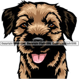 Border Terrier Head Color Dog Animal Pedigree Head Doggy Purebred Breed Canine Clipart SVG
