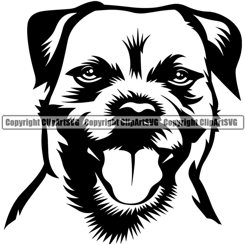 Border Terrier Dog Head Animal Canine Pup Pedigree Head Doggy Purebred Clipart SVG