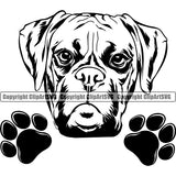 Boxer Peeking Face Dog Head Cute Pup Pedigree Breed Portrait Doggy Canine Clipart SVG