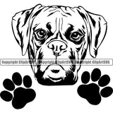 Peeking Dog Animal Face Cute Pup Pedigree Breed Boxer Portrait Doggy Clipart SVG