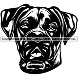 Boxer Dog Animal Head Portrait Doggy Face Cute Pup Pedigree Breed Canine Clipart SVG