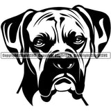 Boxer Head Animal Portrait Face Cute Pup Pedigree Breed Doggy K9 Clipart SVG