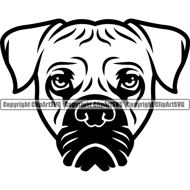 Boxer Head Face Animal Doggy Face Breed Cute Pup Pedigree Portrait Canine Clipart SVG