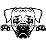 Boxer Peeking Dog Portrait Doggy Face Cute Pup Pedigree Breed Animal Clipart SVG