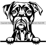 Peeking Dog Boxer Animal Doggy Animal Face Cute Pup Pedigree Breed Portrait Clipart SVG