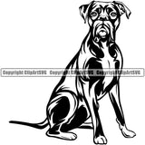 Boxer Dog Sitting Animal Canine K-9 Portrait Doggy Breed Face Cute Pup Pedigree Clipart